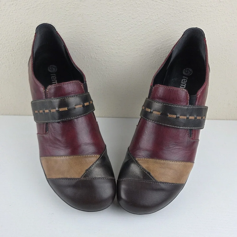 Remonte‎ Womens Multicolor Leather Strap Block Heel Shoes Size US 9.5 EU 40